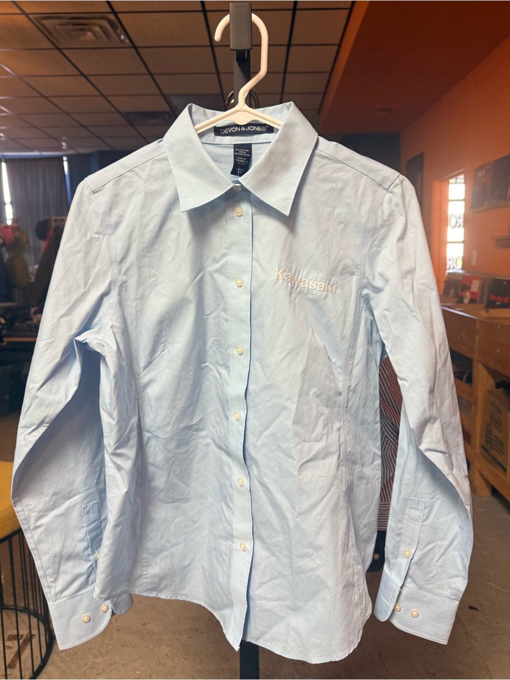 Kawasaki Embroidered Light Blue Button-Down Shirt